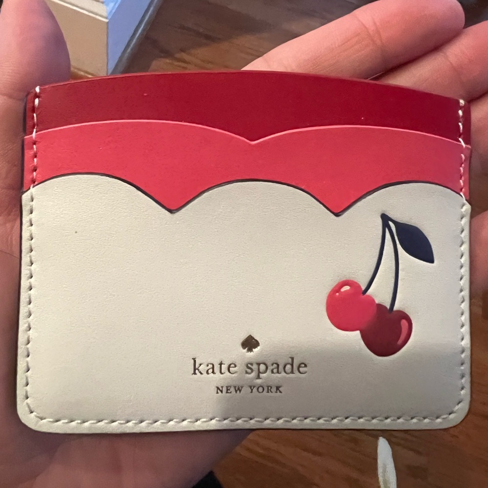 New with tag Kate Spade Bing Small Slim Cherry Card Holder K6147